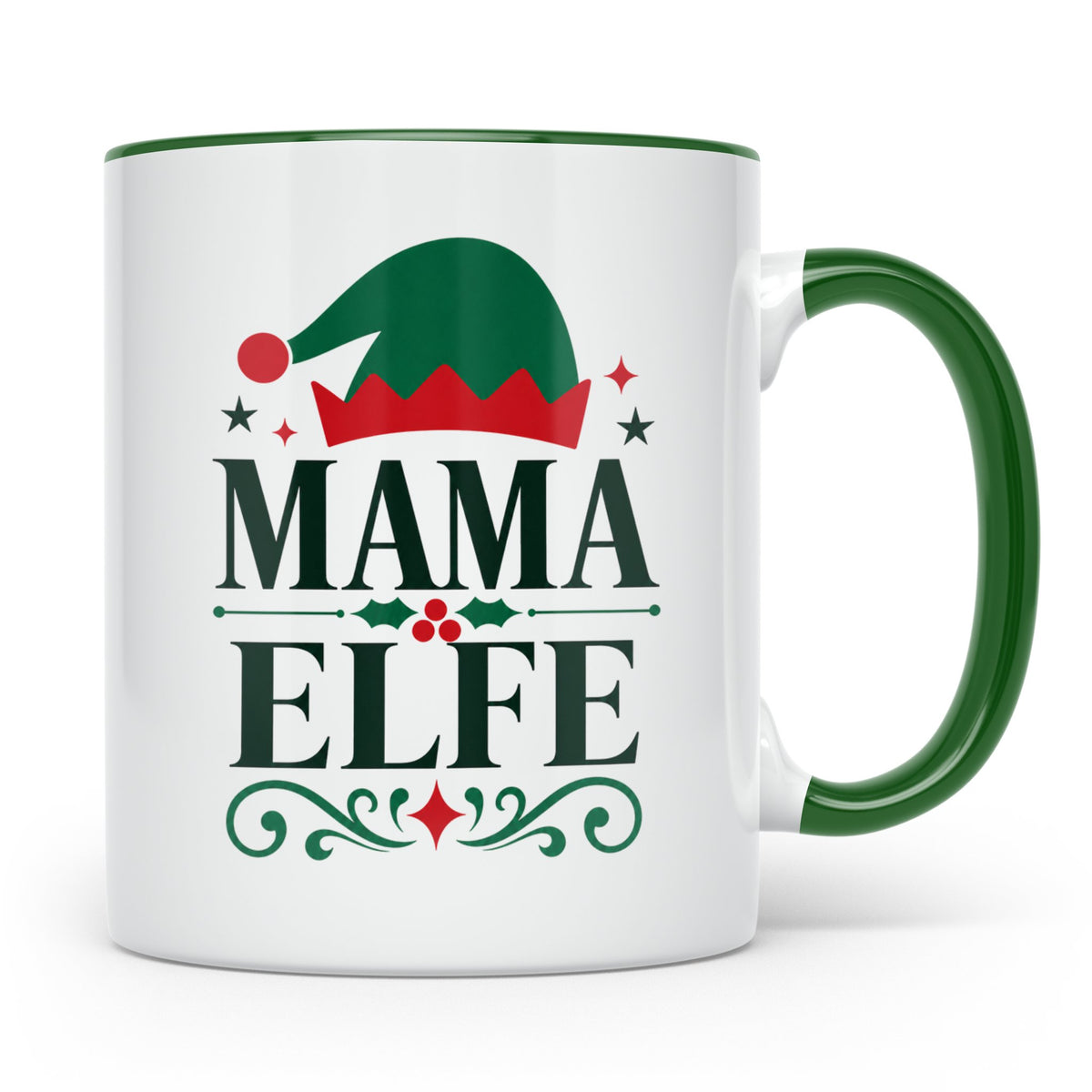 Mama Elfe Tasse lustig Spruch für Mutter Geschenkidee Famili – Grün [farbe:grün]