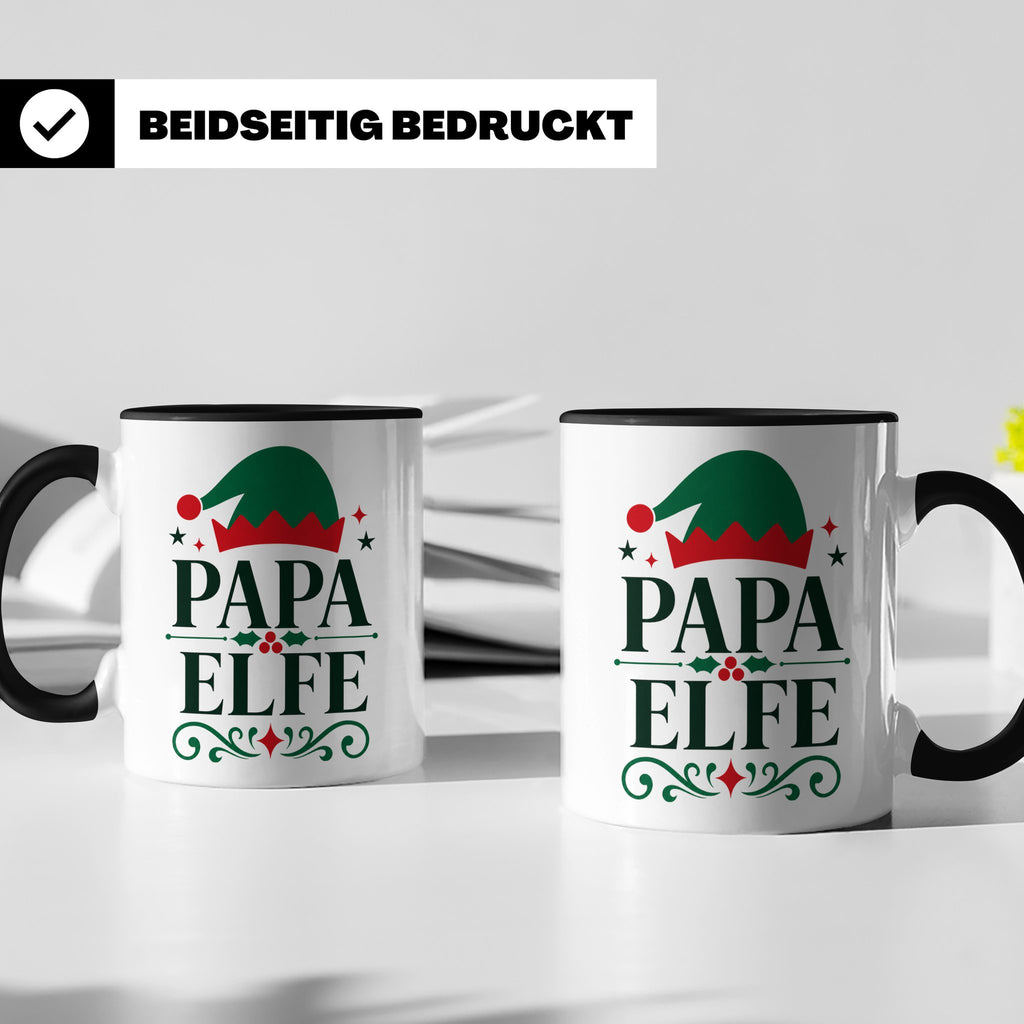 Papa Elfe Tasse lustiges Weihnachtsoutfit für Väter, Familie – Schwarz [farbe:schwarz]