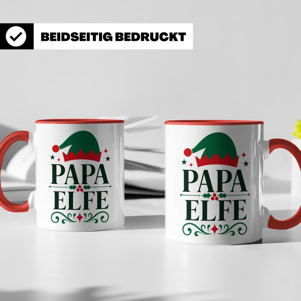 Papa Elfe Tasse lustiges Weihnachtsoutfit für Väter, Familie – Rot [farbe:rot]