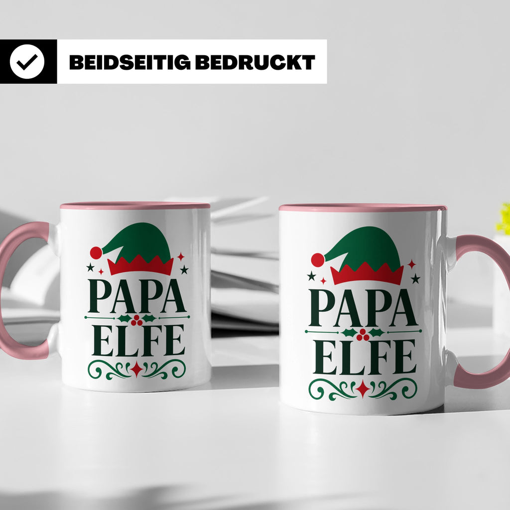Papa Elfe Tasse lustiges Weihnachtsoutfit für Väter, Familie – Rosa [farbe:rosa]