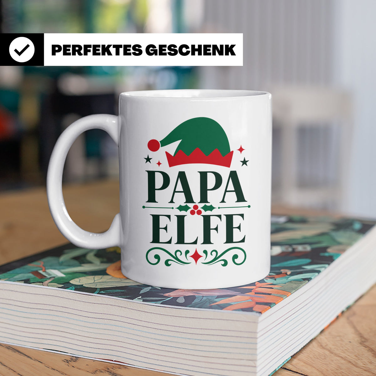 Papa Elfe Tasse lustiges Weihnachtsoutfit für Väter, Familie – Weiß [farbe:weiß]
