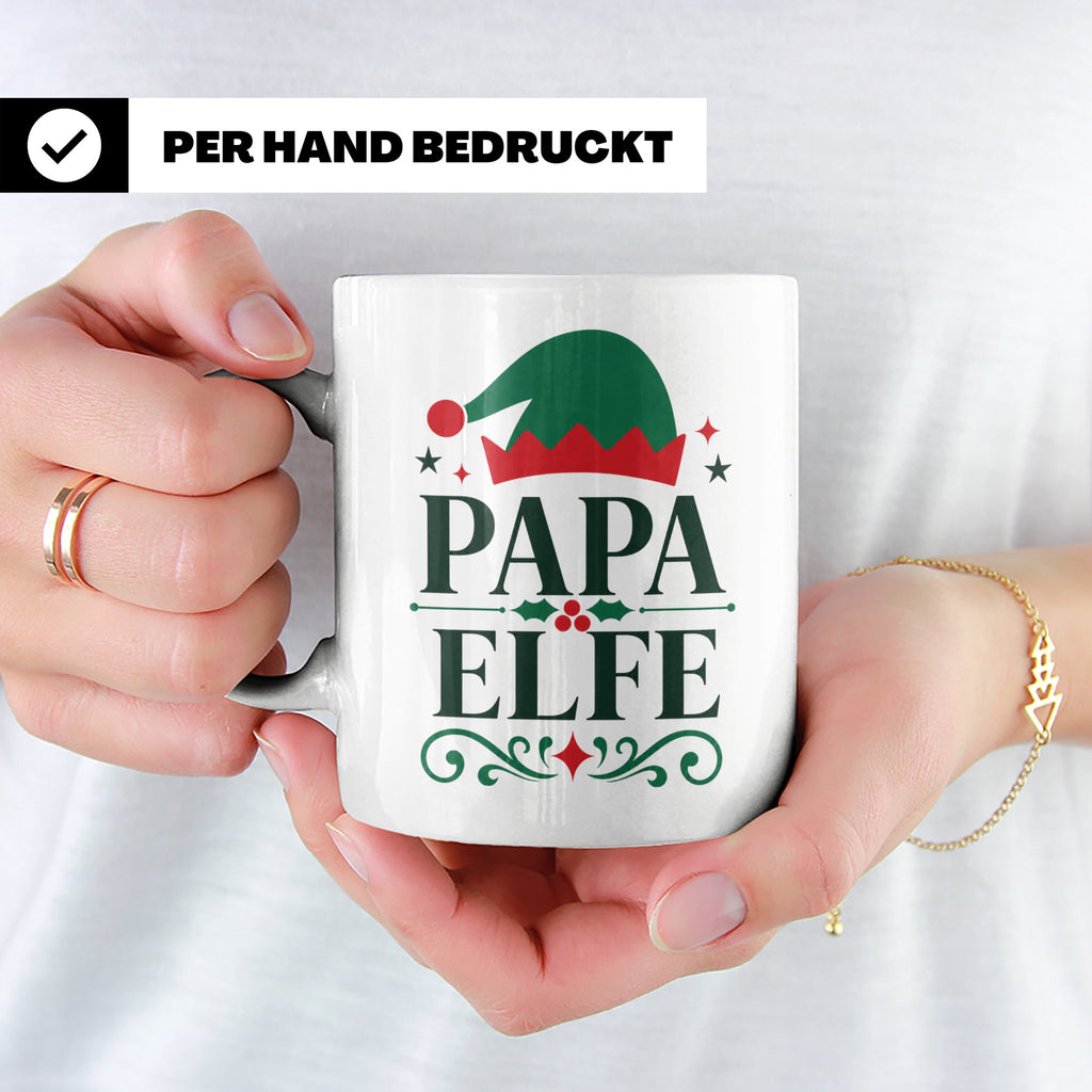 Papa Elfe Tasse lustiges Weihnachtsoutfit für Väter, Familie – Weiß [farbe:weiß]