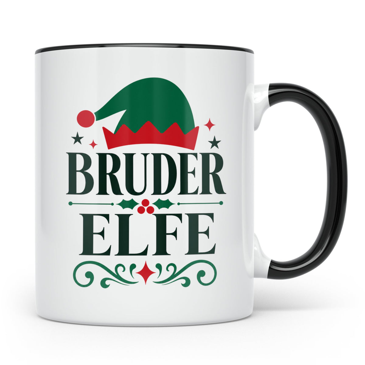 Bruder Elfe Tasse lustig Weihnachtsoutfit Familie Kaffeetass – Schwarz [farbe:schwarz]
