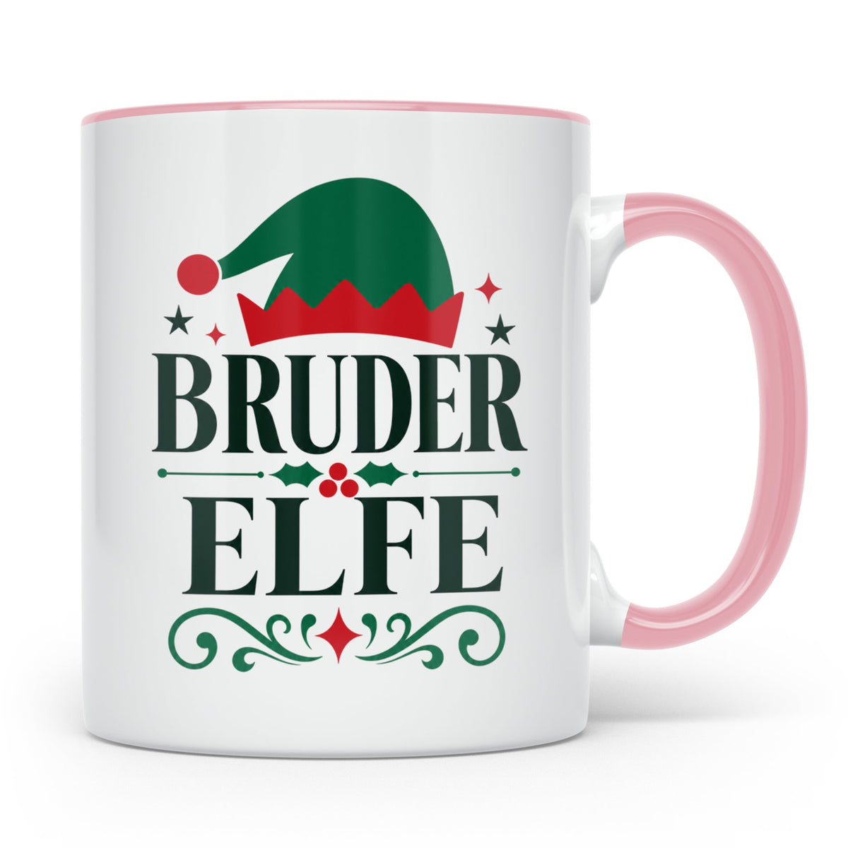 Bruder Elfe Tasse lustig Weihnachtsoutfit Familie Kaffeetass – Rosa [farbe:rosa]