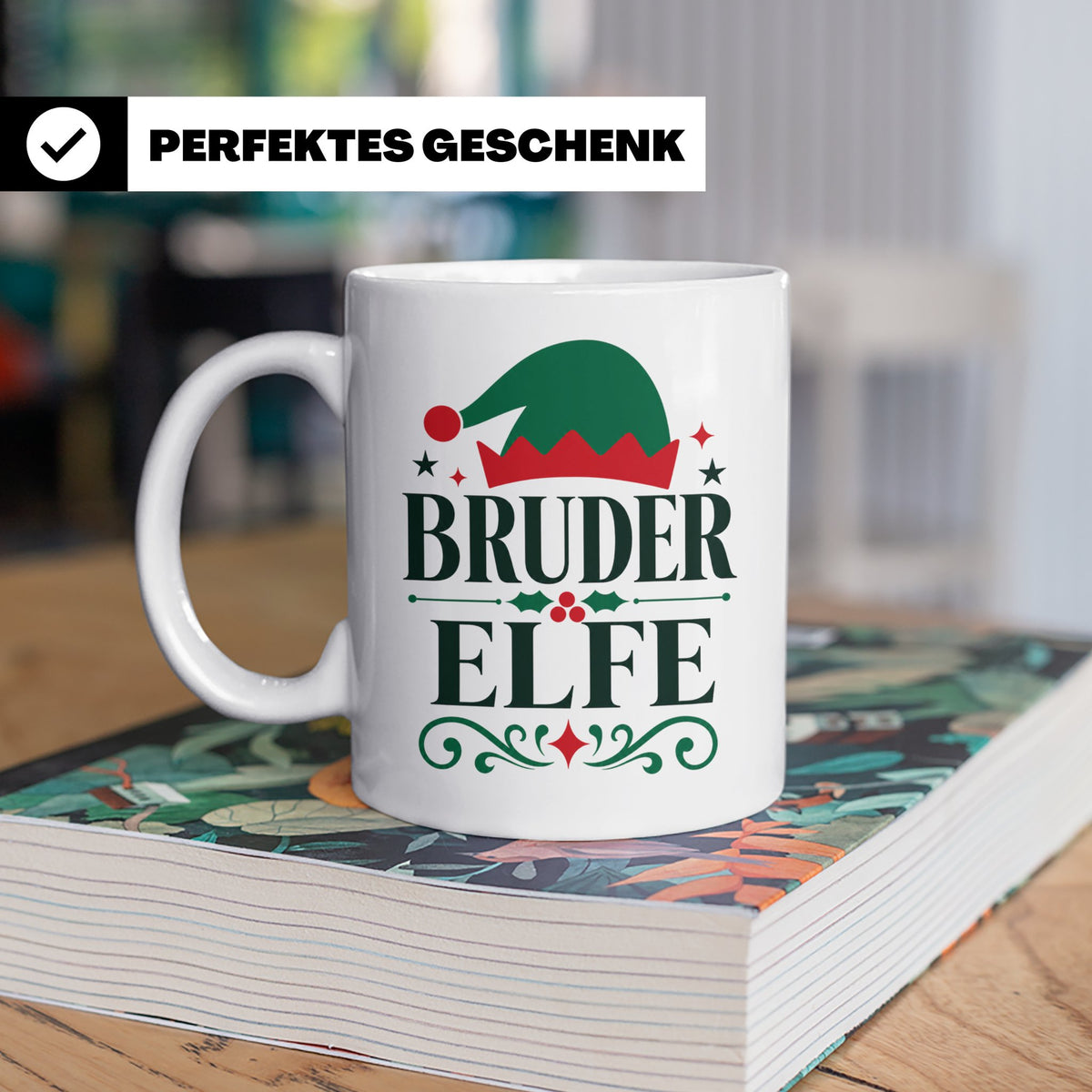 Bruder Elfe Tasse lustig Weihnachtsoutfit Familie Kaffeetass – Weiß [farbe:weiß]