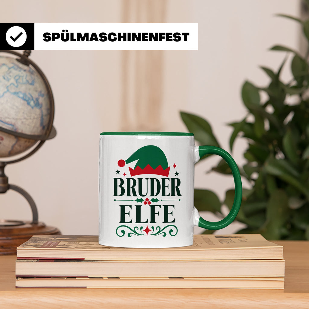 Bruder Elfe Tasse lustig Partnerlook für Brüder Familienoutf – Grün [farbe:grün]