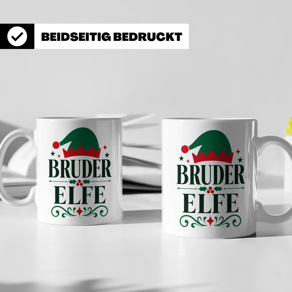 Bruder Elfe Tasse lustig Partnerlook für Brüder Familienoutf – Weiß [farbe:weiß]