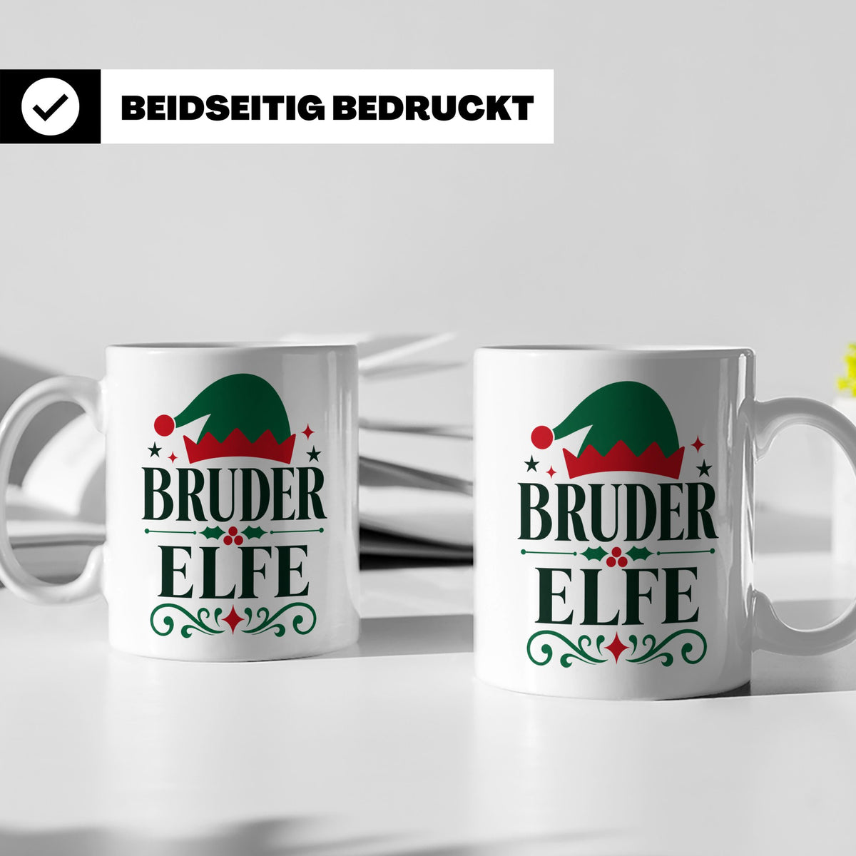 Bruder Elfe Tasse lustig Partnerlook für Brüder Familienoutf – Weiß [farbe:weiß]