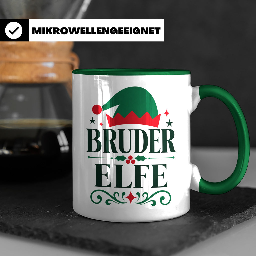 Bruder Elfe Tasse lustig Partnerlook für Brüder Familienoutf – Grün [farbe:grün]