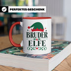Bruder Elfe Tasse lustig Partnerlook für Brüder Familienoutf – Rot [farbe:rot]