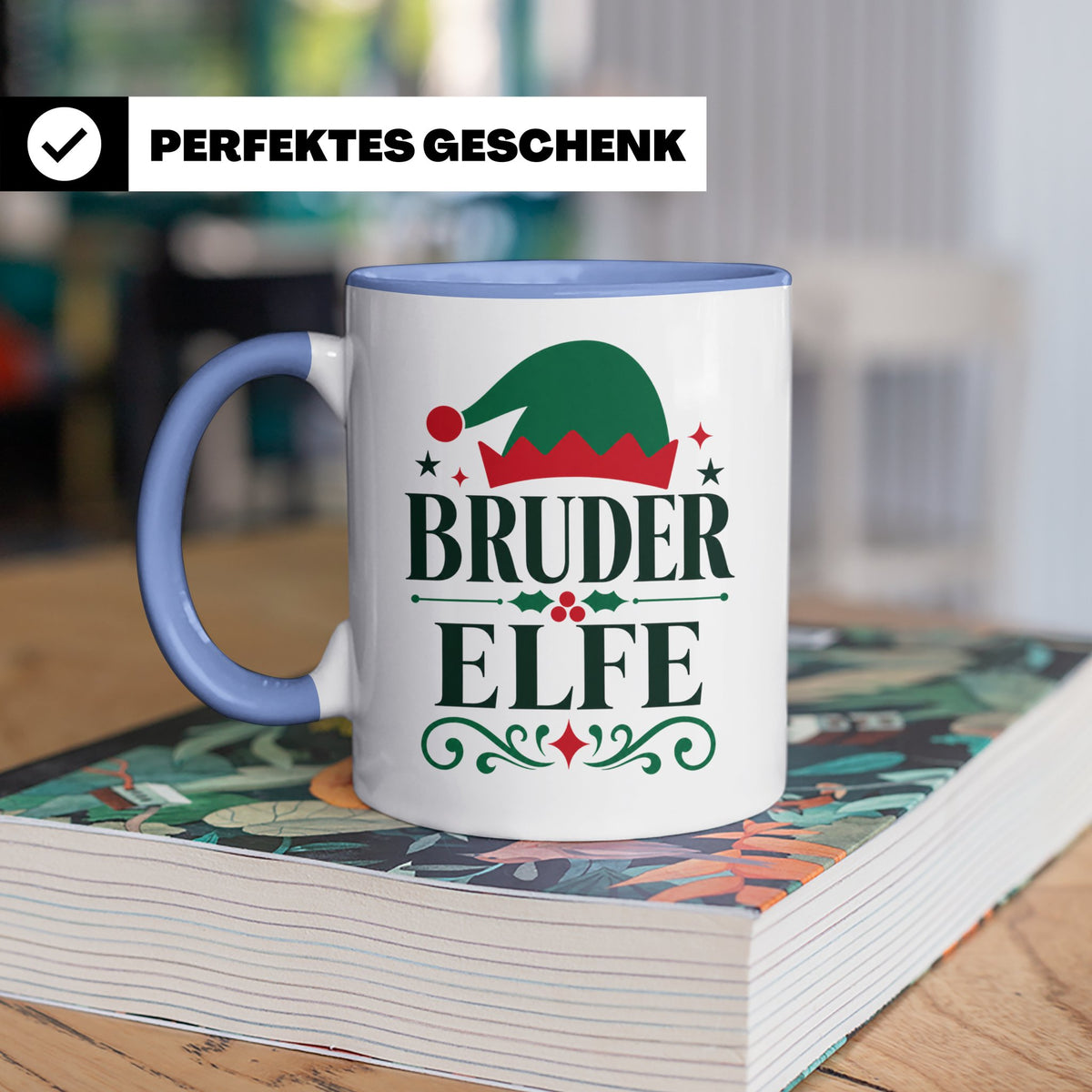 Bruder Elfe Tasse lustig Partnerlook für Brüder Familienoutf – Blau [farbe:blau]