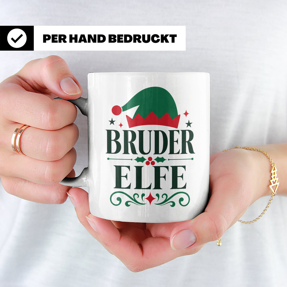 Bruder Elfe Tasse lustig Partnerlook für Brüder Familienoutf – Weiß [farbe:weiß]