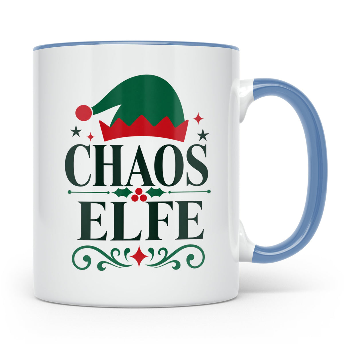 Chaos Elfe Tasse lustig für Familie Weihnachten Kaffeetasse  – Blau [farbe:blau]