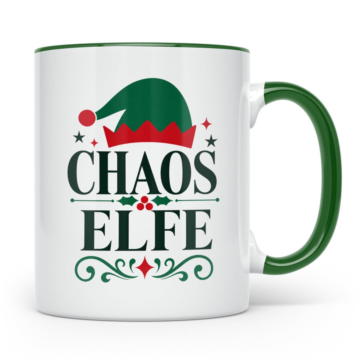 Chaos Elfe Tasse lustig für Familie Weihnachten Kaffeetasse  – Grün [farbe:grün]