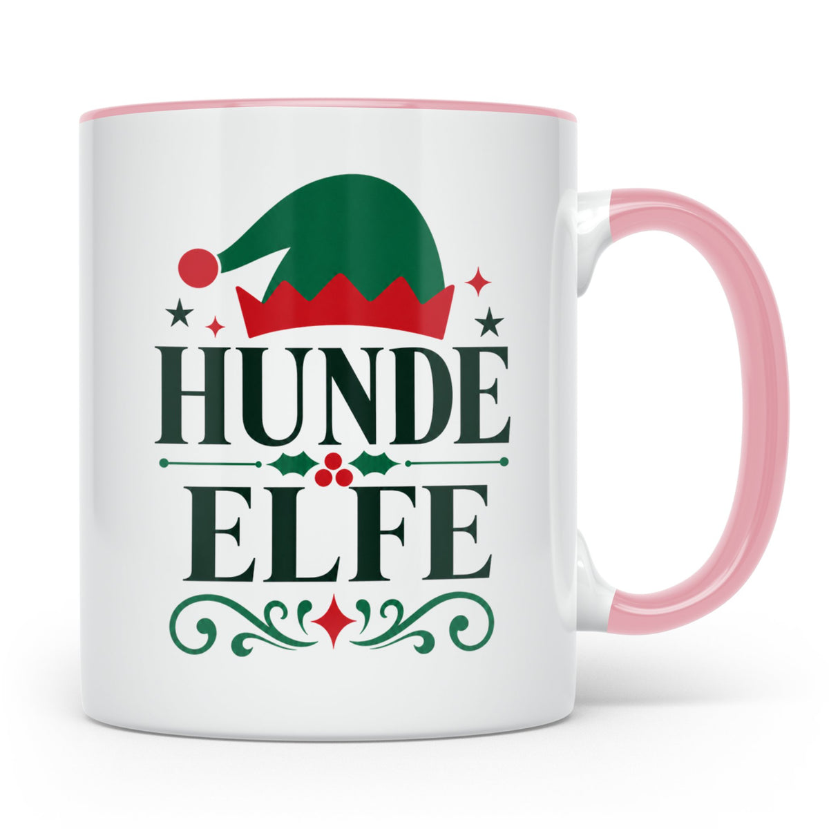 Hunde Elfe Tasse lustig für Hundemama & Hundepapa, Kaffeetas – Rosa [farbe:rosa]
