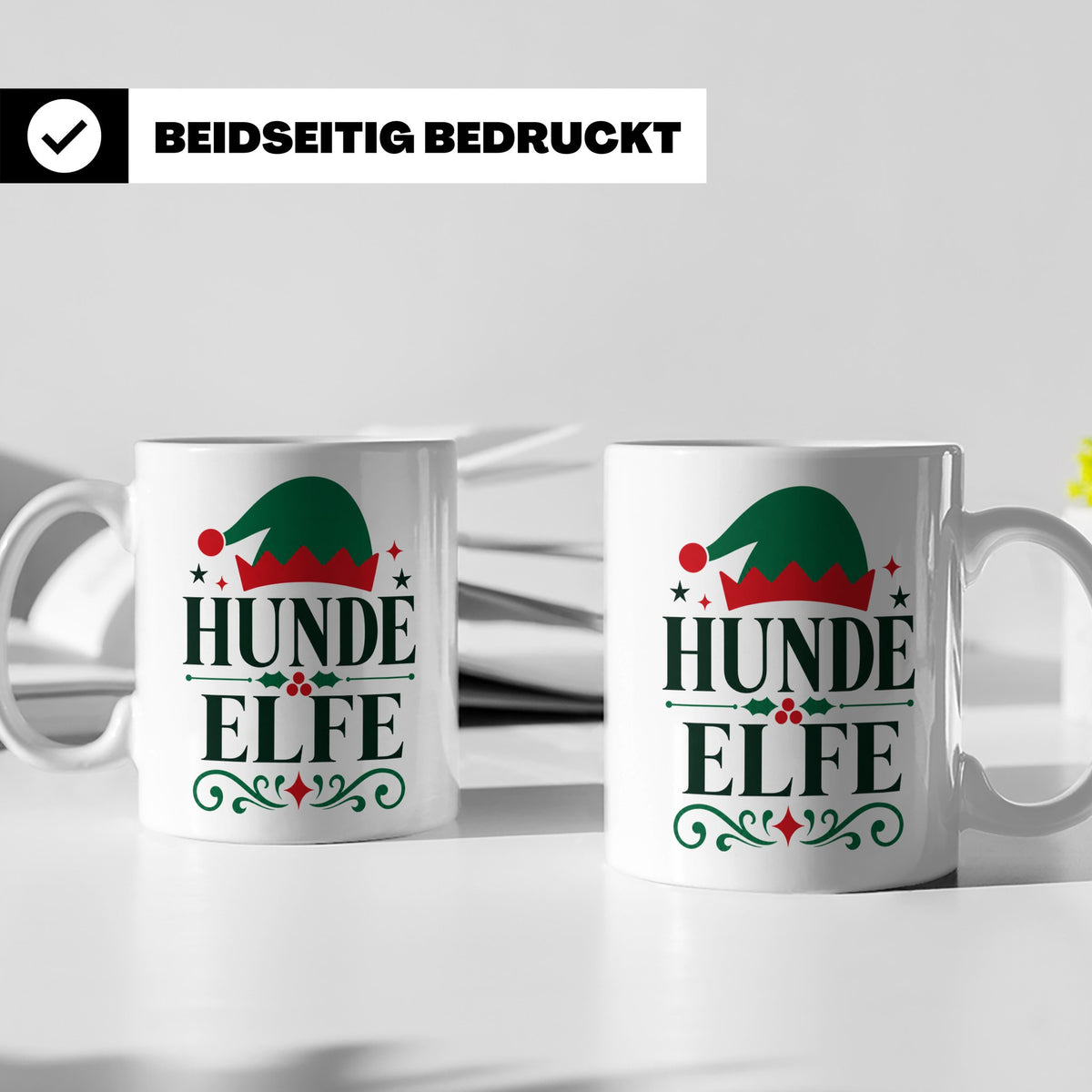Hunde Elfe Tasse lustig für Hundemama & Hundepapa, Kaffeetas – Weiß [farbe:weiß]
