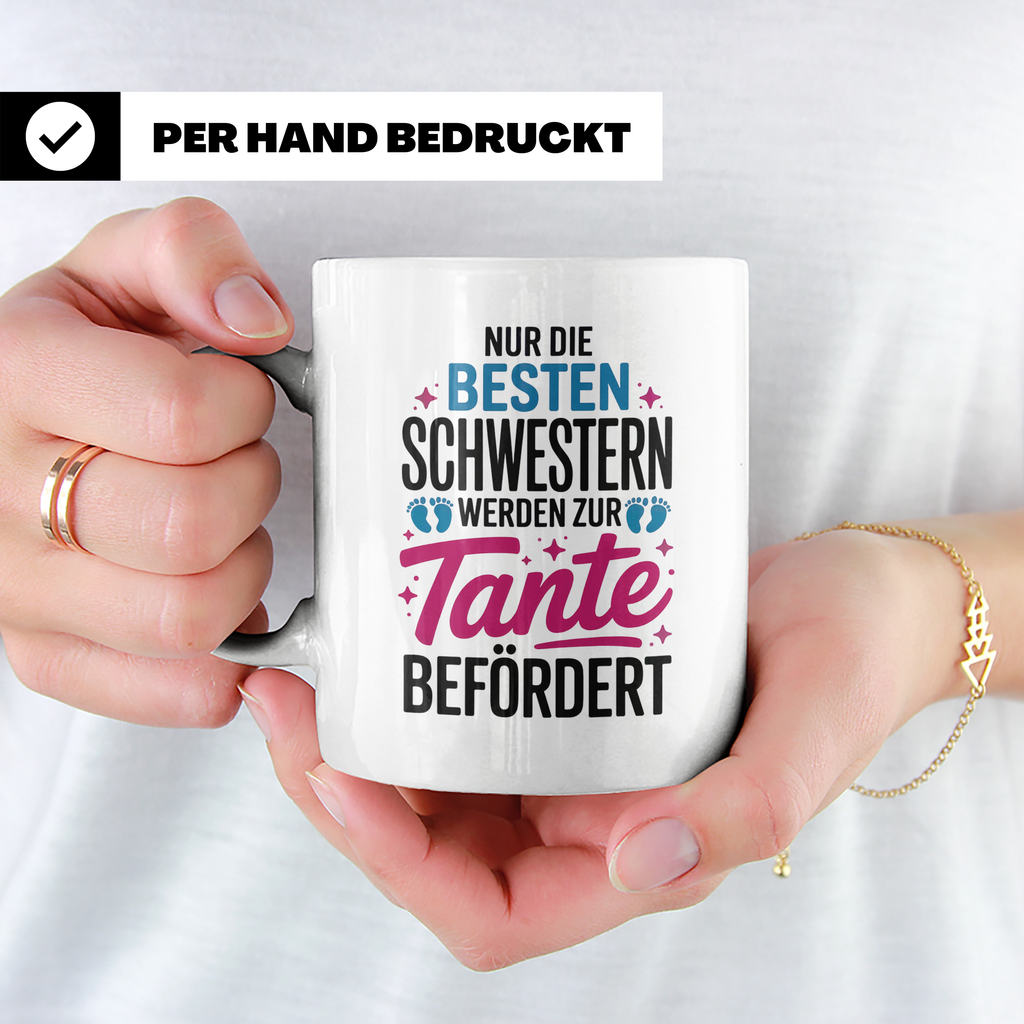 Tante Tasse: Nur die besten Schwestern werden zur Tante befö – Weiß [farbe:weiß]