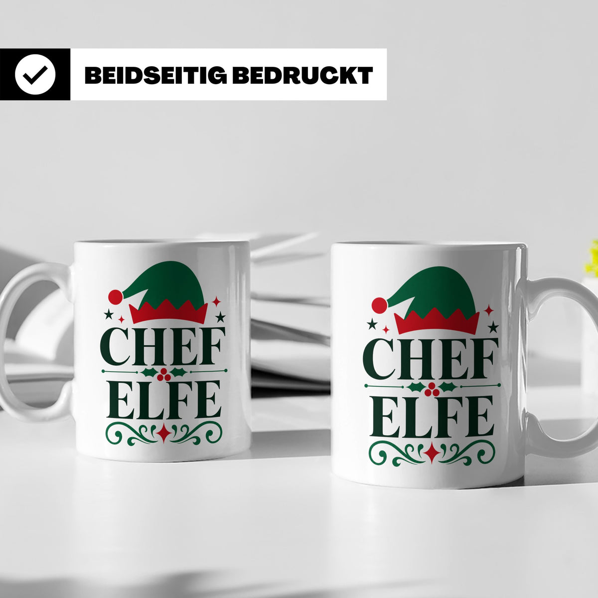 Chef Elfe Tasse lustiger Spruch für Vorgesetzte, Büro Humor  – Weiß [farbe:weiß]