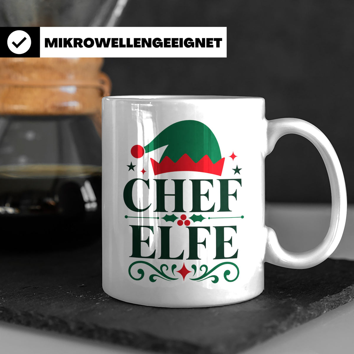Chef Elfe Tasse lustiger Spruch für Vorgesetzte, Büro Humor  – Weiß [farbe:weiß]