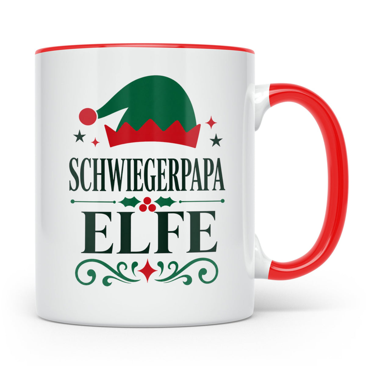 Schwiegerpapa Elfe Tasse lustiger Spruch Kaffeetasse Geschen – Rot [farbe:rot]