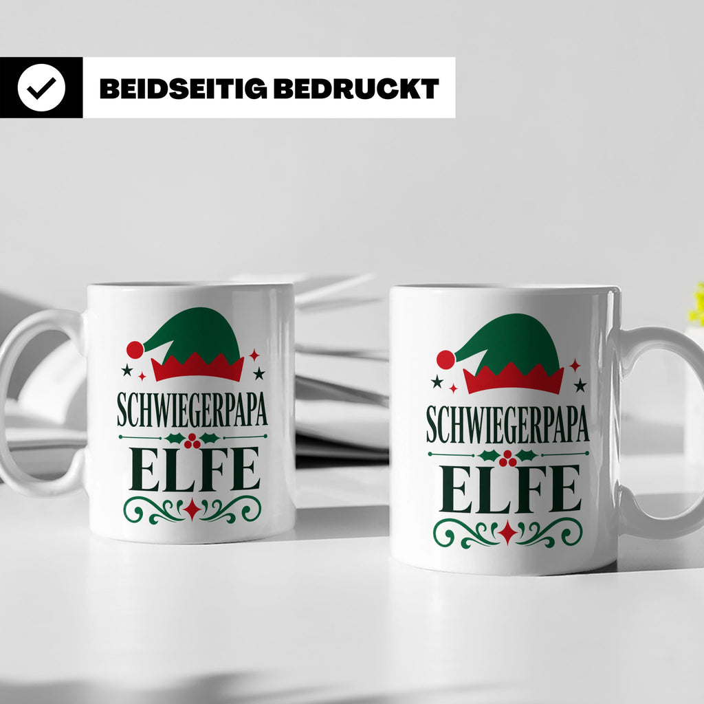 Schwiegerpapa Elfe Tasse lustiger Spruch Kaffeetasse Geschen – Weiß [farbe:weiß]