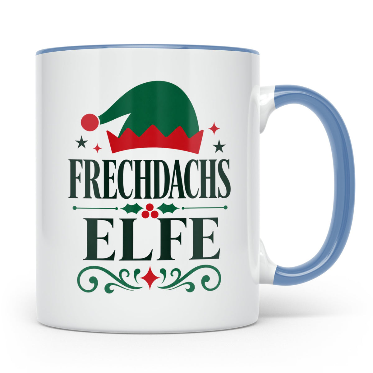 Frechdachs Elfe Tasse lustiger Spruch Weihnachten Wichtel Ge – Blau [farbe:blau]