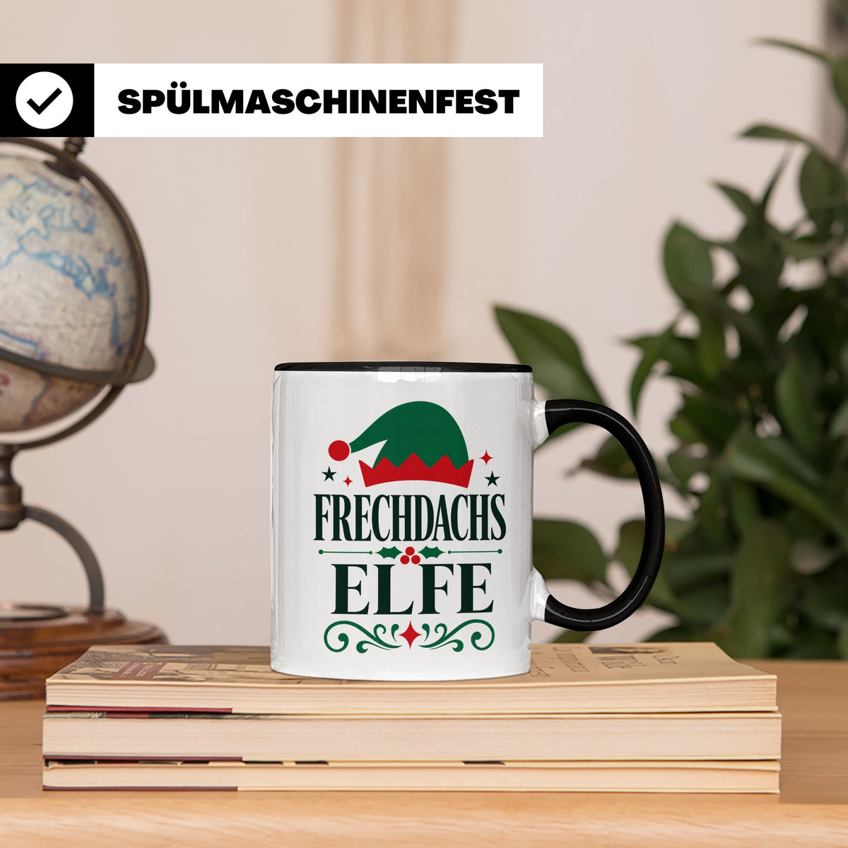 Frechdachs Elfe Tasse lustiger Spruch Weihnachten Wichtel Ge – Schwarz [farbe:schwarz]