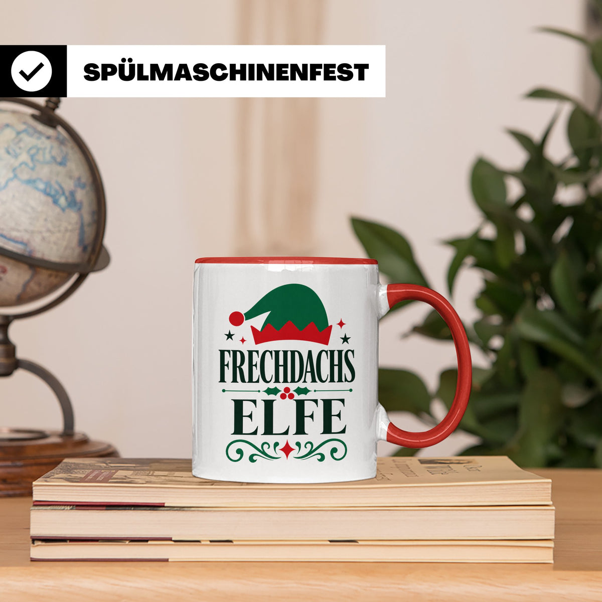 Frechdachs Elfe Tasse lustiger Spruch Weihnachten Wichtel Ge – Rot [farbe:rot]
