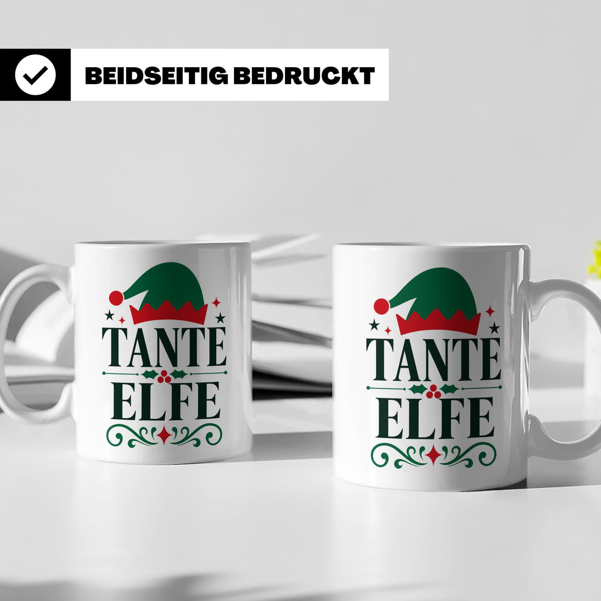 Tante Elfe Tasse lustig Familie Weihnachten Elfen Partnerloo – Weiß [farbe:weiß]