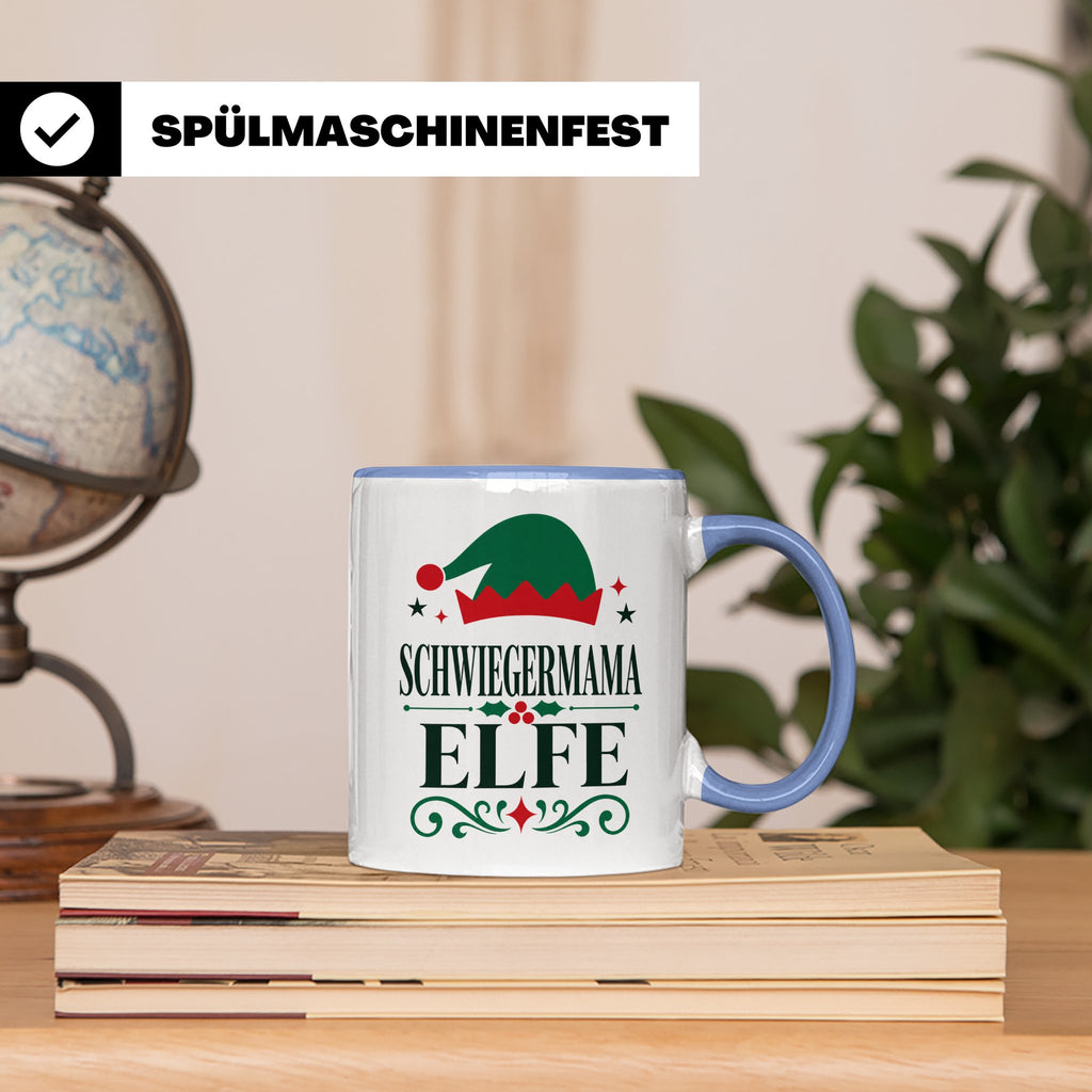 Schwiegermama Elfe Tasse lustig Spruch Geschenk für Schwiege – Blau [farbe:blau]
