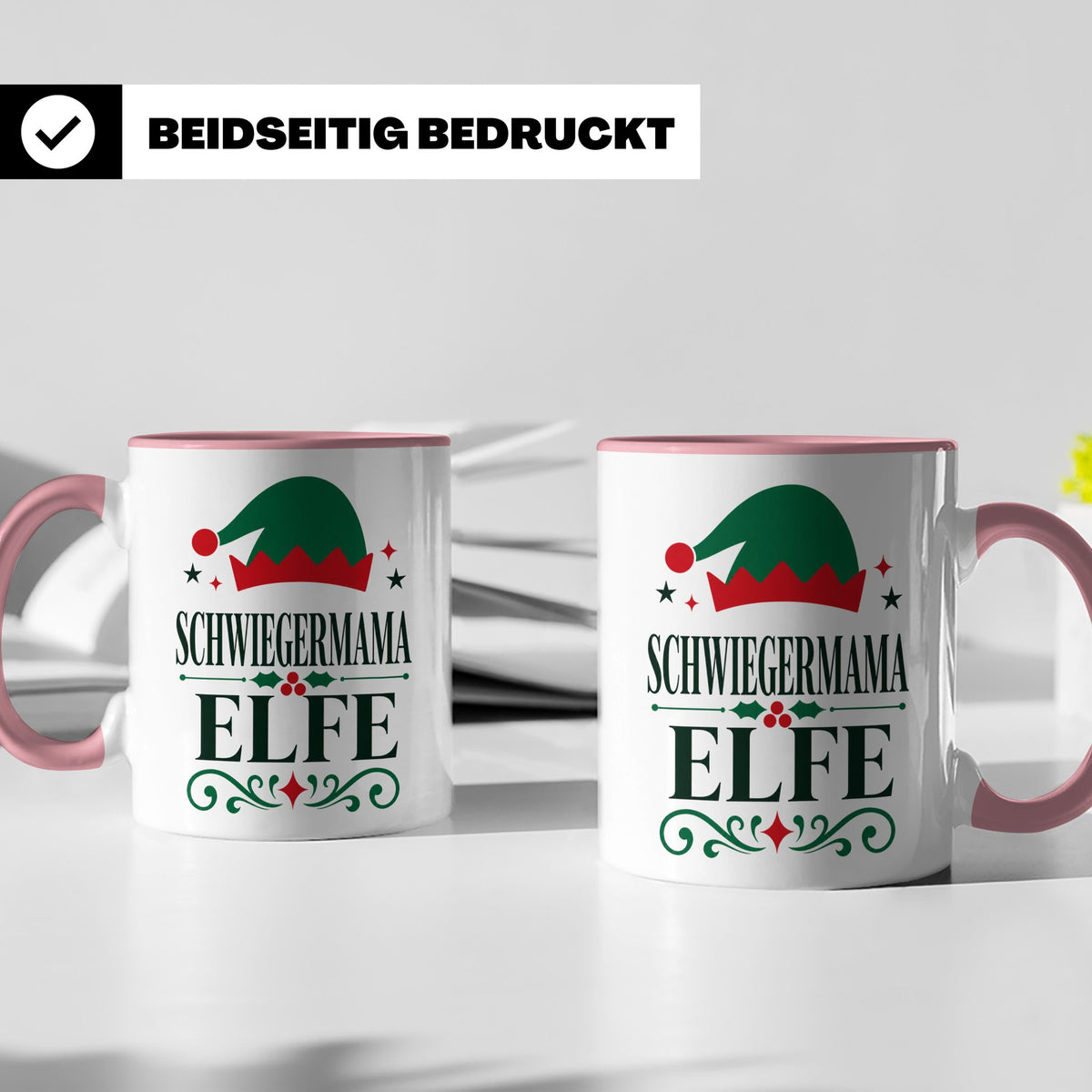 Schwiegermama Elfe Tasse lustig Spruch Geschenk für Schwiege – Rosa [farbe:rosa]