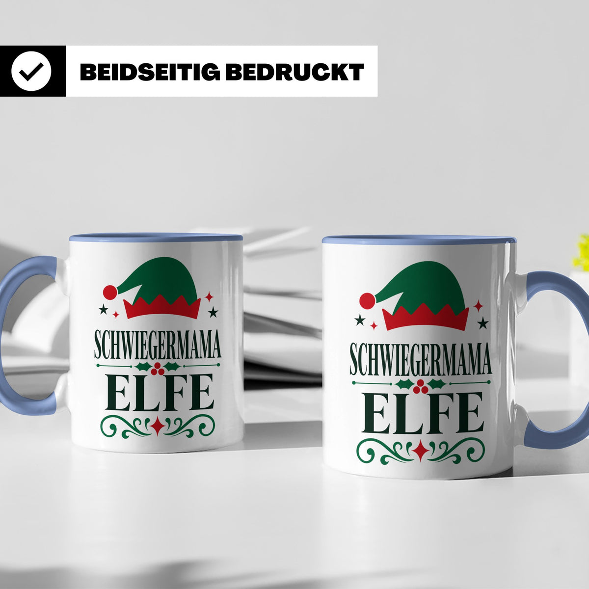 Schwiegermama Elfe Tasse lustig Spruch Geschenk für Schwiege – Blau [farbe:blau]