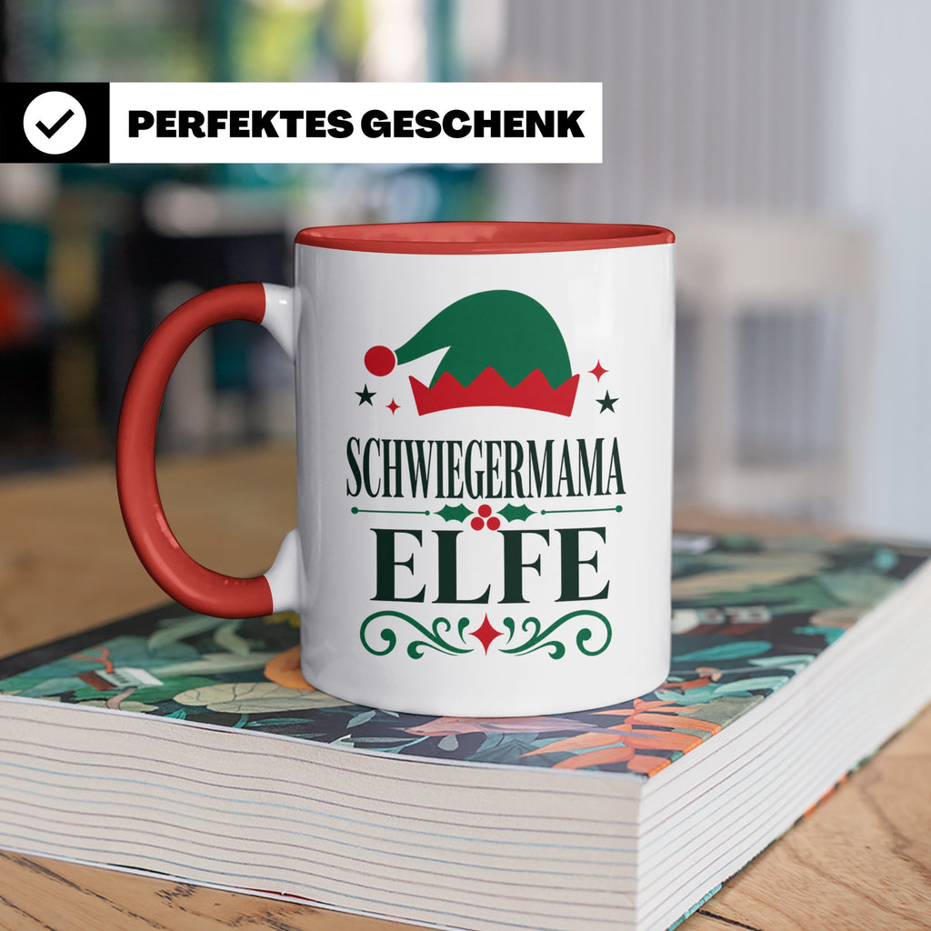 Schwiegermama Elfe Tasse lustig Spruch Geschenk für Schwiege – Rot [farbe:rot]