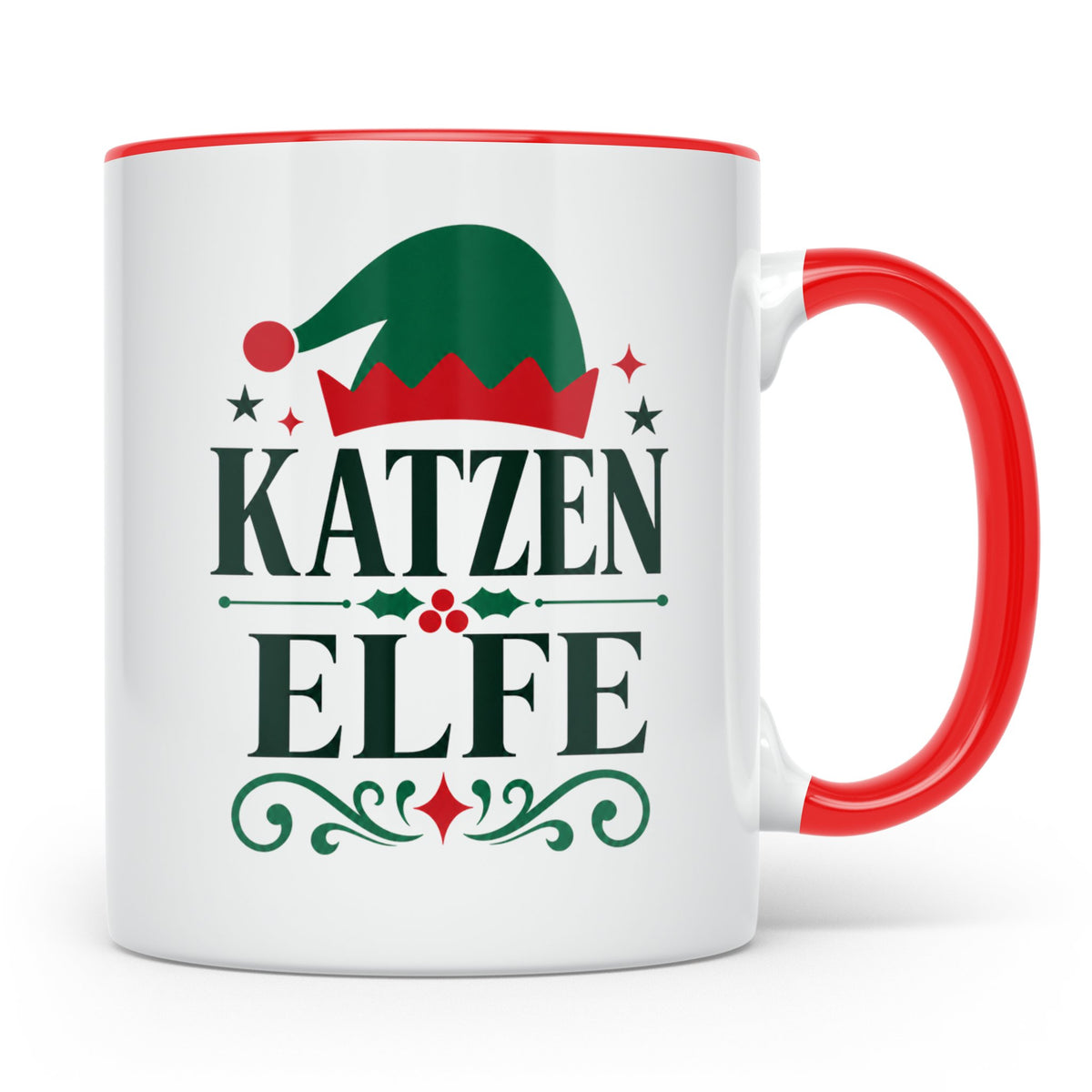 Katzen Elfe Tasse für Katzenliebhaber | Lustiger Spruch Weih – Rot [farbe:rot]