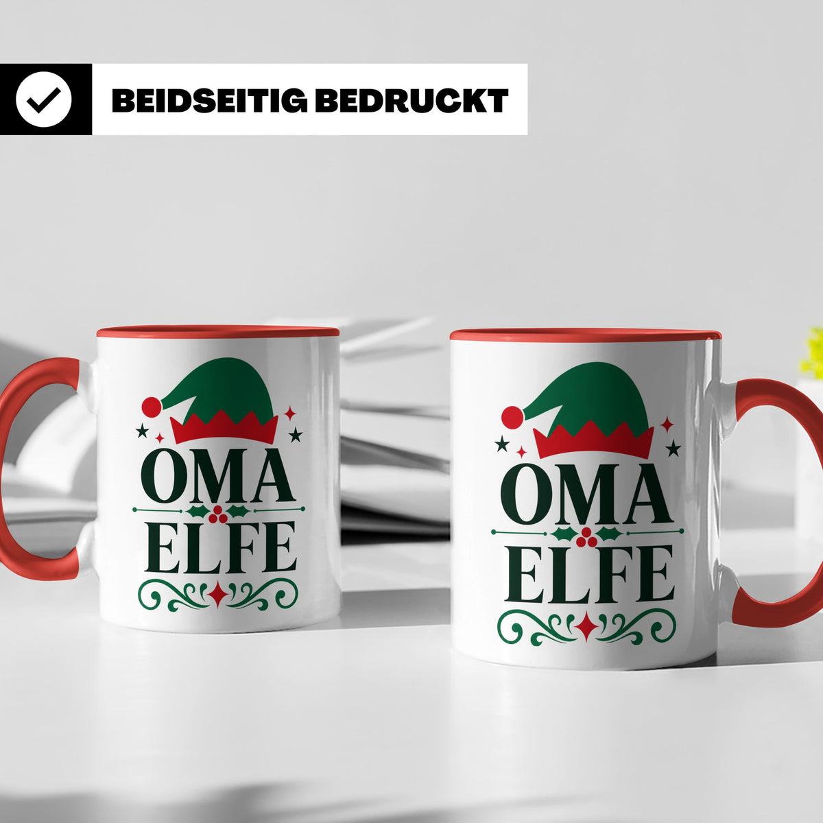 Oma Elfe Tasse lustig für die beste Oma als Geschenkidee zu  – Rot [farbe:rot]