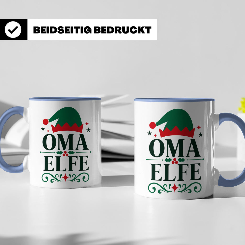 Oma Elfe Tasse lustig für die beste Oma als Geschenkidee zu  – Blau [farbe:blau]