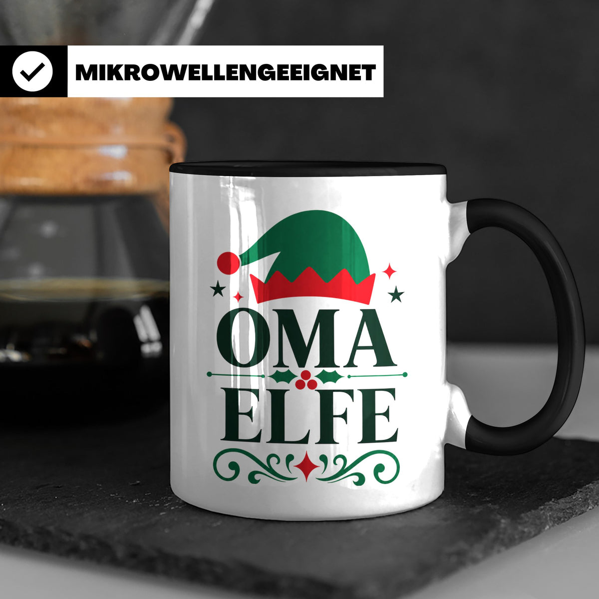 Oma Elfe Tasse lustig für die beste Oma als Geschenkidee zu  – Schwarz [farbe:schwarz]