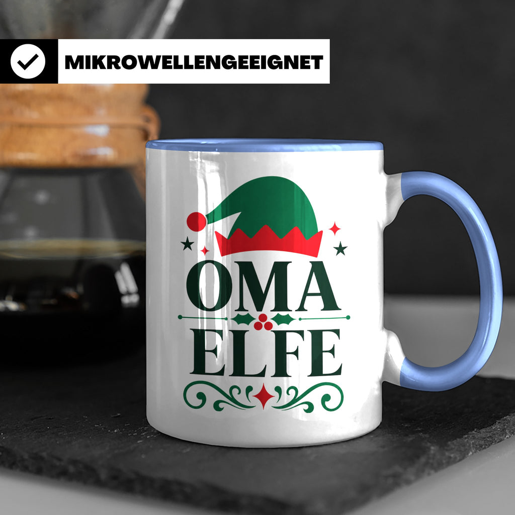 Oma Elfe Tasse lustig für die beste Oma als Geschenkidee zu  – Blau [farbe:blau]