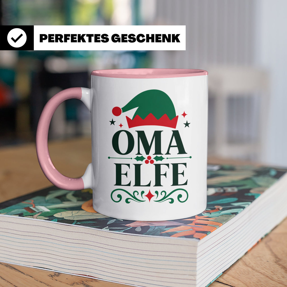 Oma Elfe Tasse lustig für die beste Oma als Geschenkidee zu  – Rosa [farbe:rosa]
