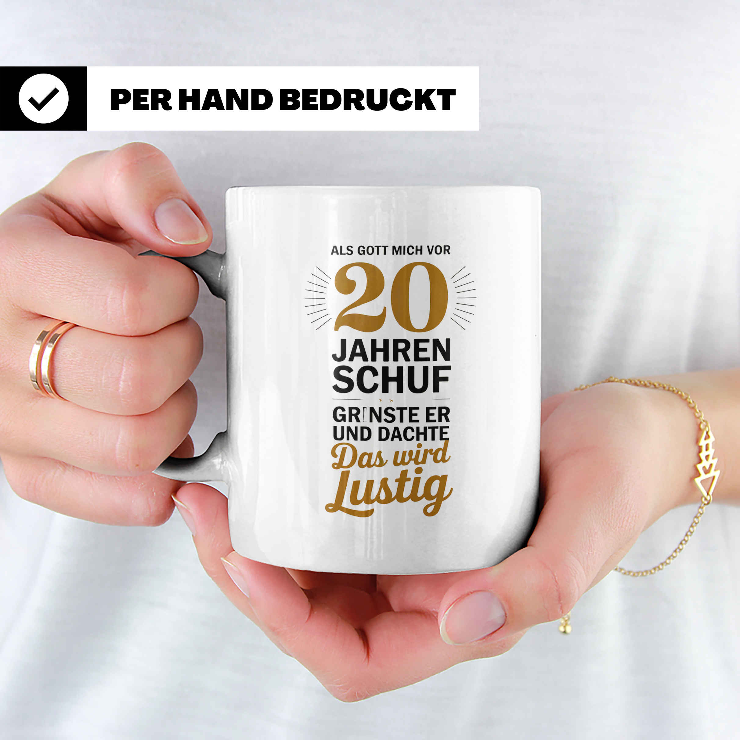 20. Geburtstag Tasse - Als Gott mich schuf Geschenkidee - Lu – Weiß [farbe:weiß]