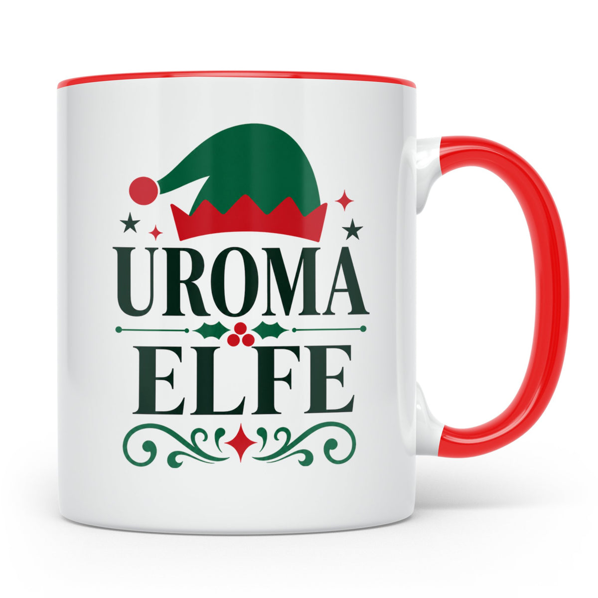 Uroma Elfe Tasse lustig Weihnachts Partnerlook Familie Gesch – Rot [farbe:rot]