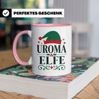 Uroma Elfe Tasse lustig Weihnachts Partnerlook Familie Gesch – Rosa [farbe:rosa]