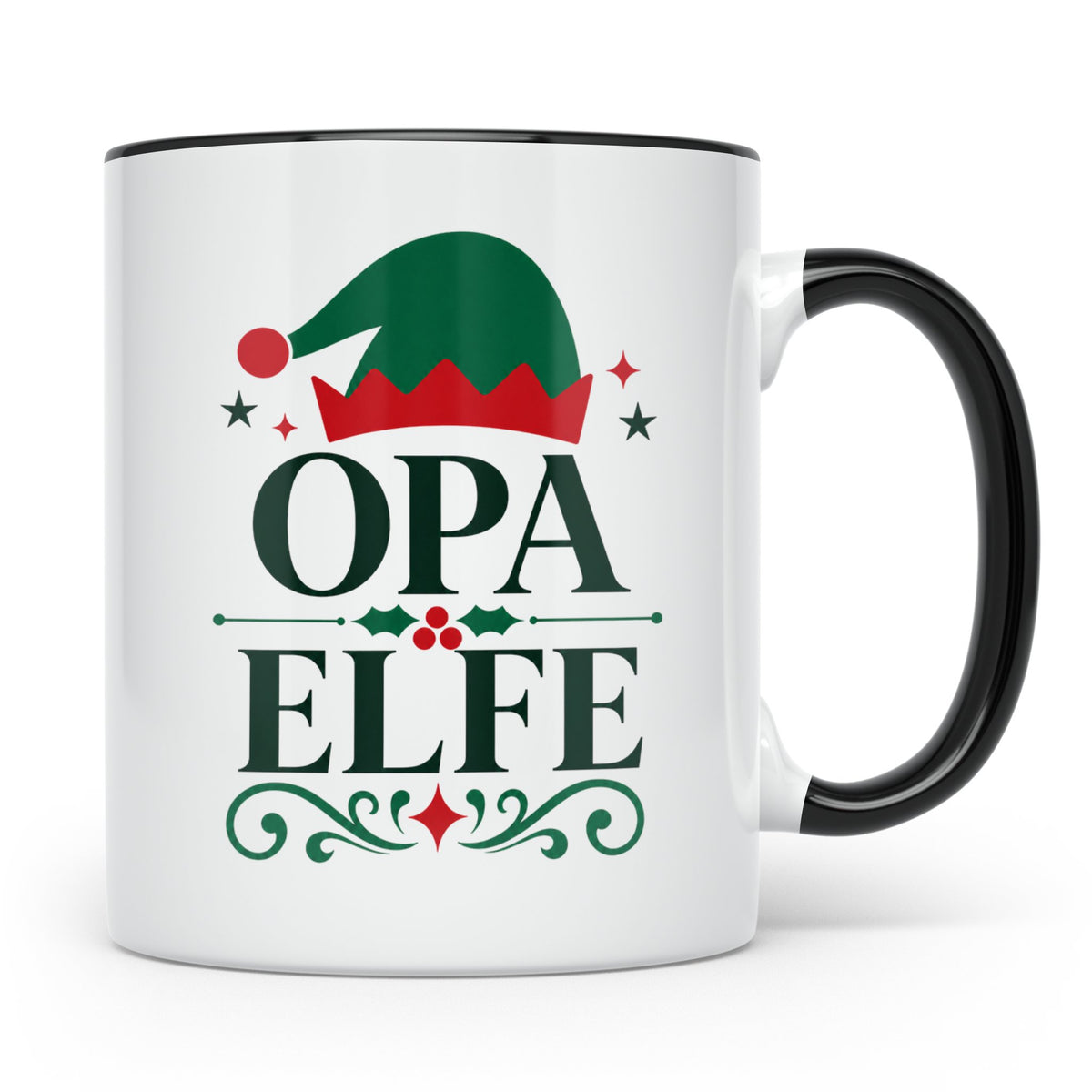 Opa Elfe Tasse lustig Großvater Spruch Kaffeetasse Geschenki – Schwarz [farbe:schwarz]