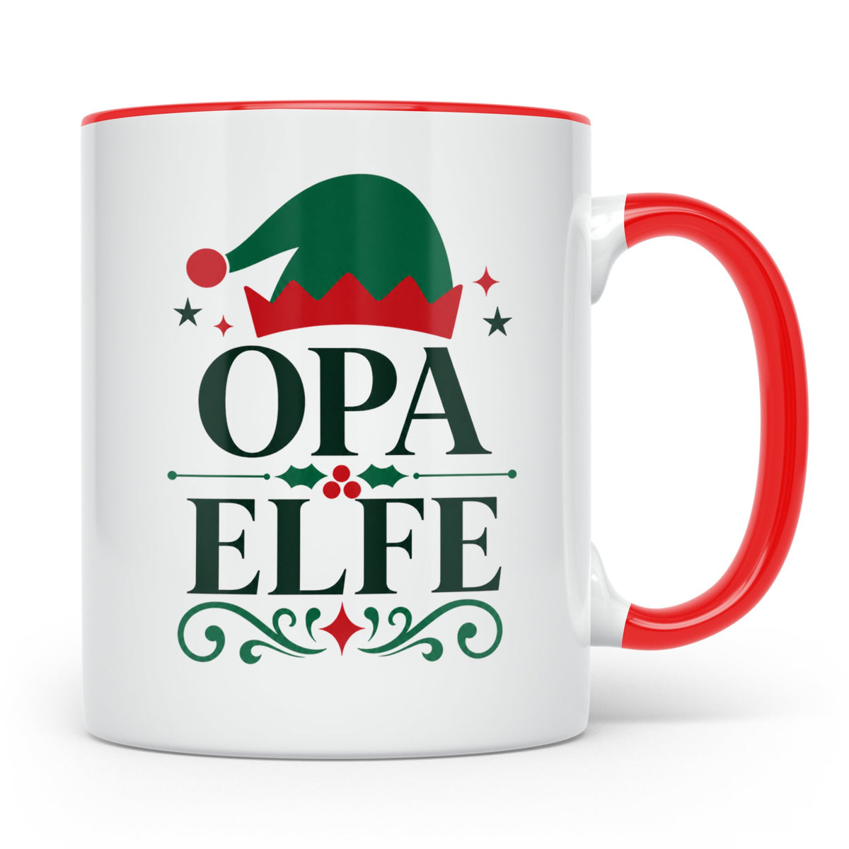 Opa Elfe Tasse lustig Großvater Spruch Kaffeetasse Geschenki – Rot [farbe:rot]