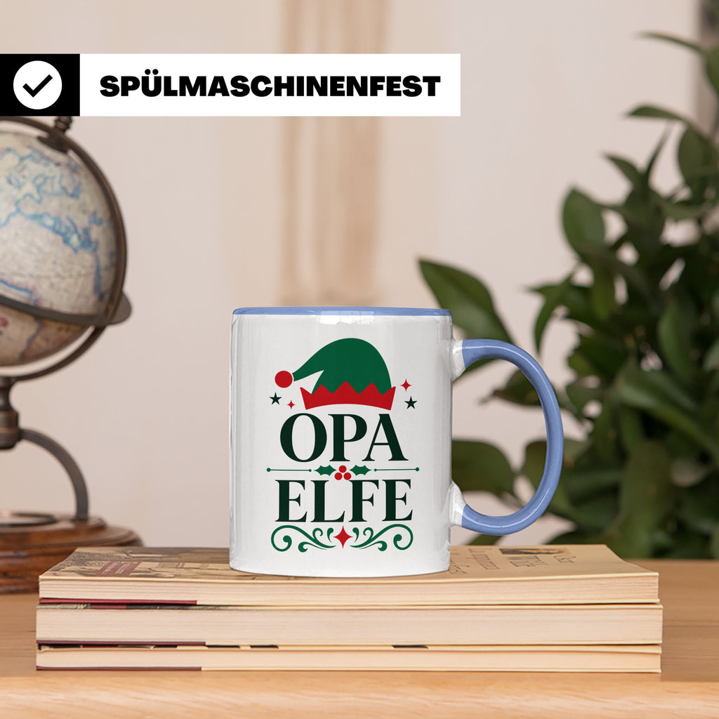 Opa Elfe Tasse lustig Großvater Spruch Kaffeetasse Geschenki – Blau [farbe:blau]