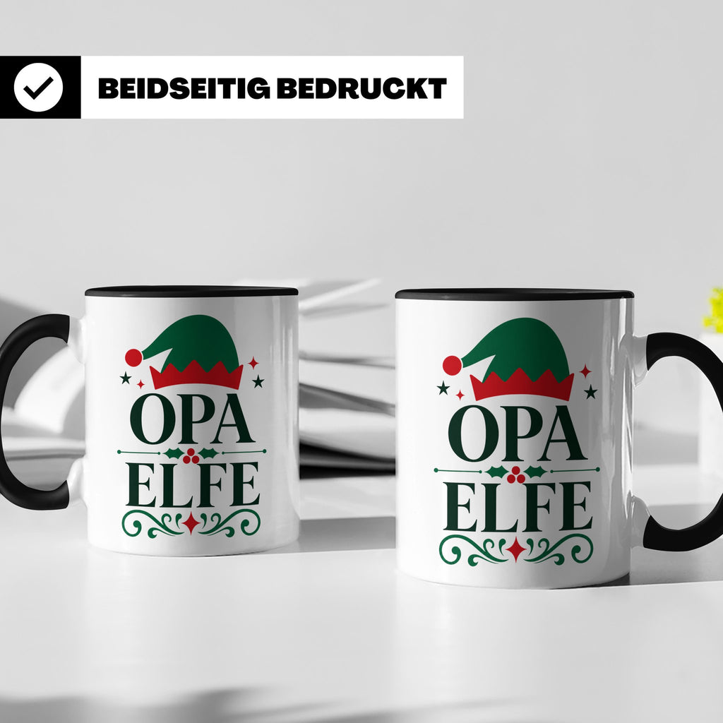 Opa Elfe Tasse lustig Großvater Spruch Kaffeetasse Geschenki – Schwarz [farbe:schwarz]
