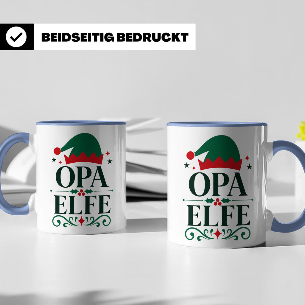 Opa Elfe Tasse lustig Großvater Spruch Kaffeetasse Geschenki – Blau [farbe:blau]