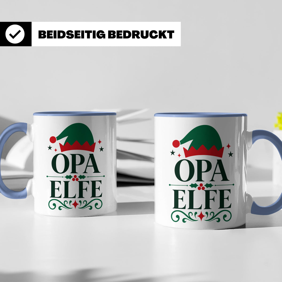 Opa Elfe Tasse lustig Großvater Spruch Kaffeetasse Geschenki – Blau [farbe:blau]