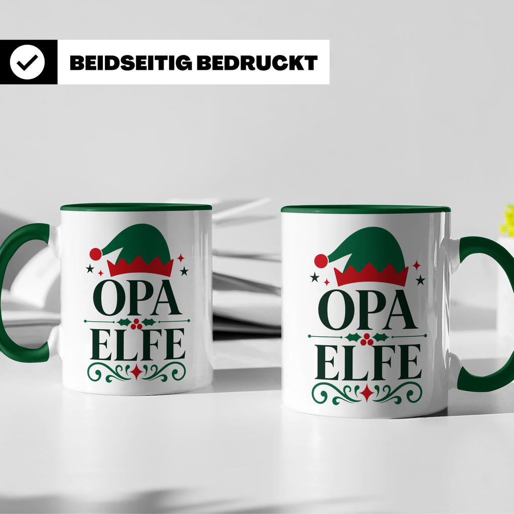 Opa Elfe Tasse lustig Großvater Spruch Kaffeetasse Geschenki – Grün [farbe:grün]