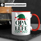 Opa Elfe Tasse lustig Großvater Spruch Kaffeetasse Geschenki – Rot [farbe:rot]